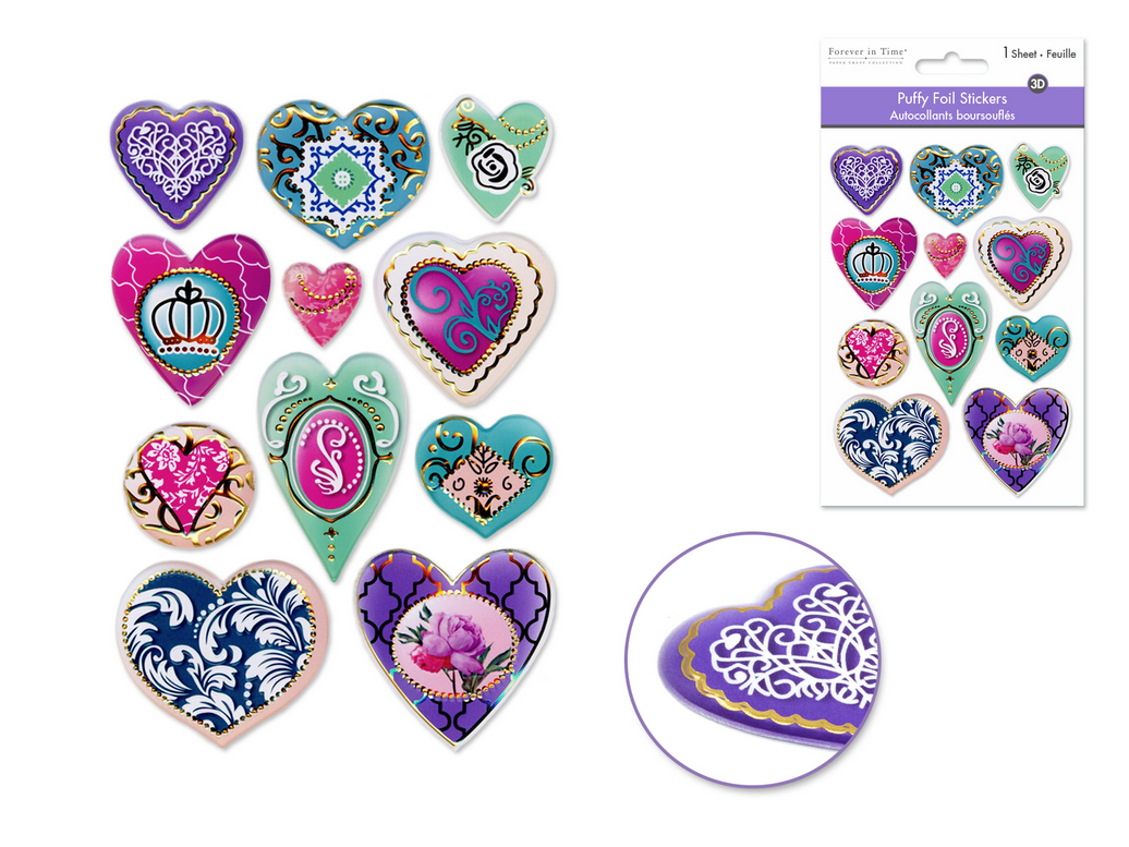 Sticker Puffy Foil Fancy Heart