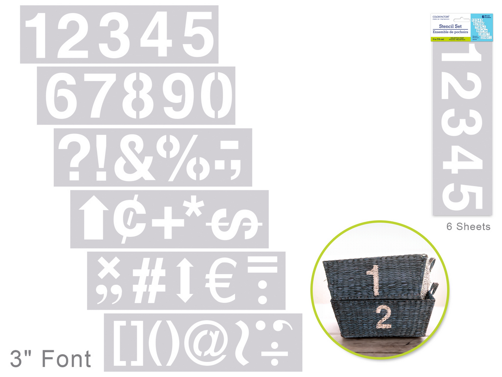 Stencil 3" Numbers & Symbols