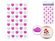Sticker 3D Small Scallop Hearts Pink/white