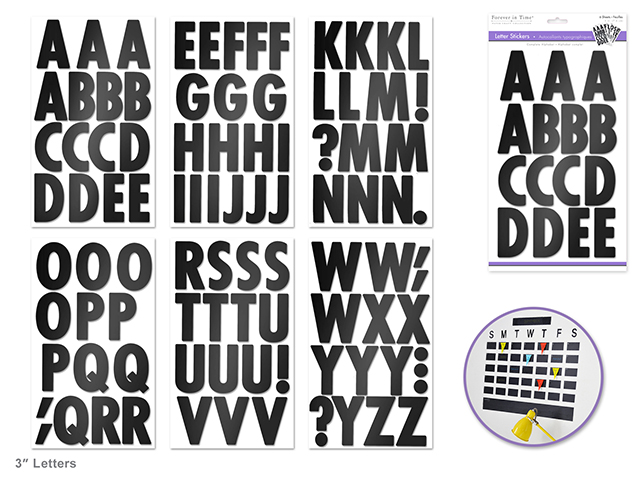 Autocollant 3" lettres noir brillant