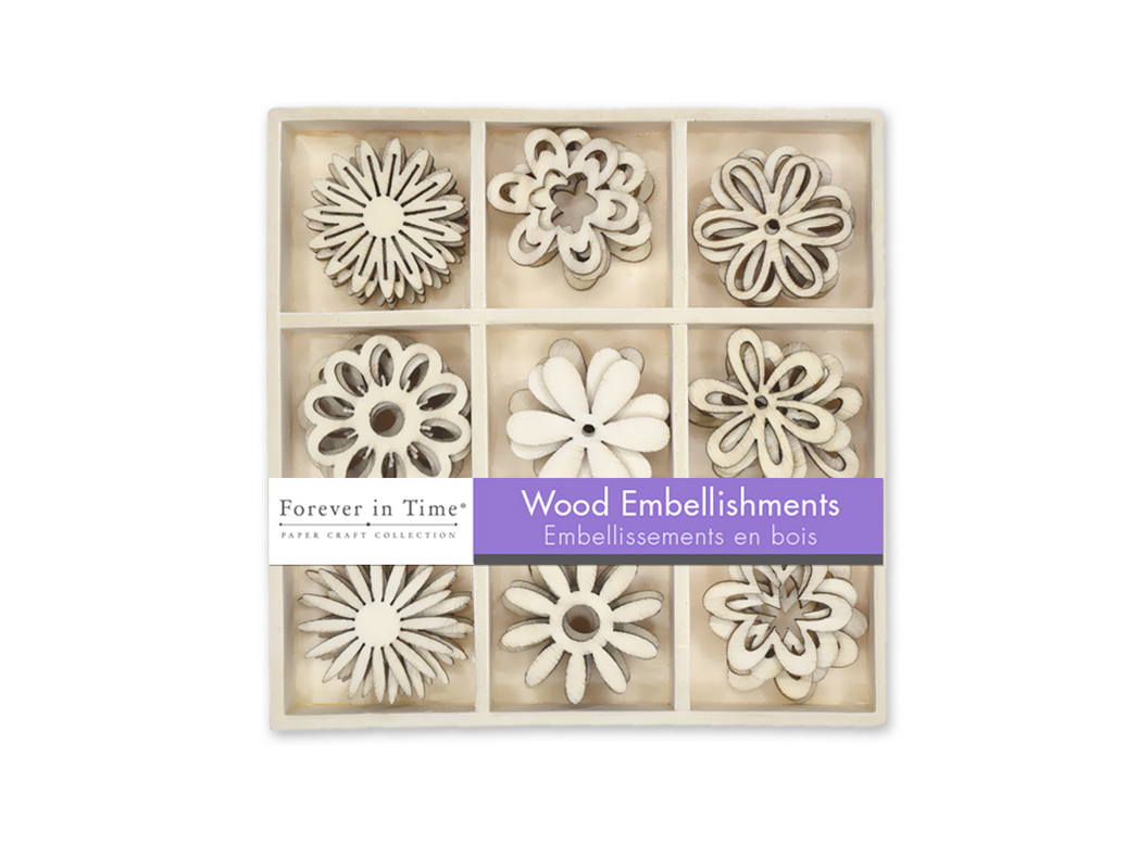 Wood Mini Shapes 45pc Floral