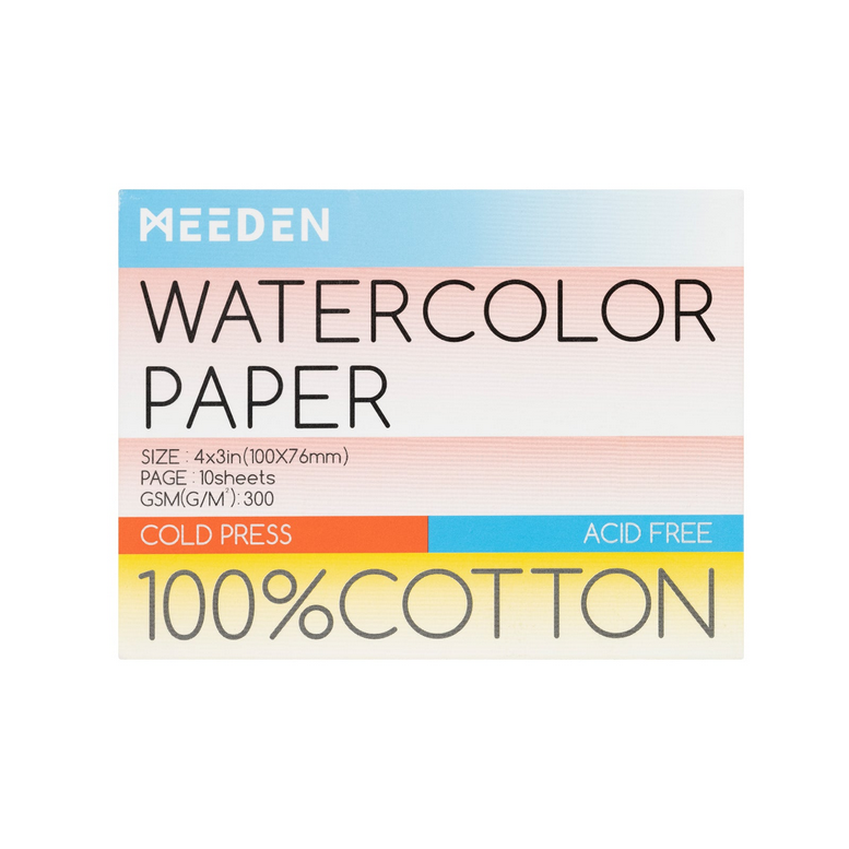 Meeden Watercolour Mini Pad — 3x4" Cold Press 140lb, 10 Sheets