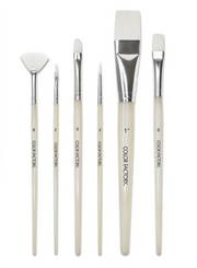 Pinceaux 6 pièces, poils nylon blanc, multi-usages - 2