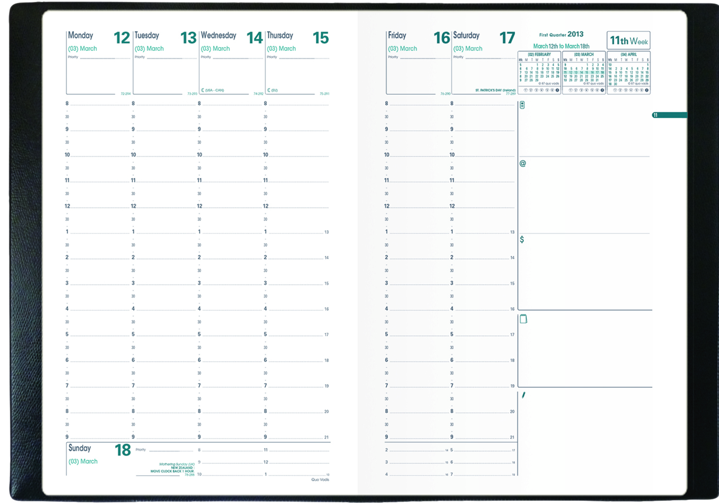 Quo Vadis Minister Weekly Planner 2027, 14-Month Dec 2026-Jan 2028, Black, 6-1/4"x9-1/2"