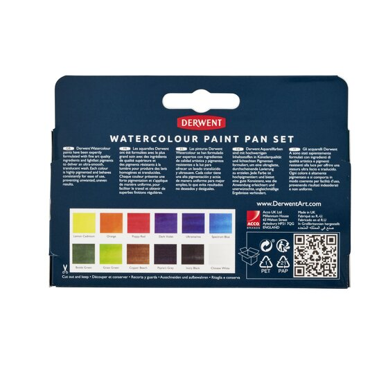 Derwent Watercolour Paint Pan 12 Set