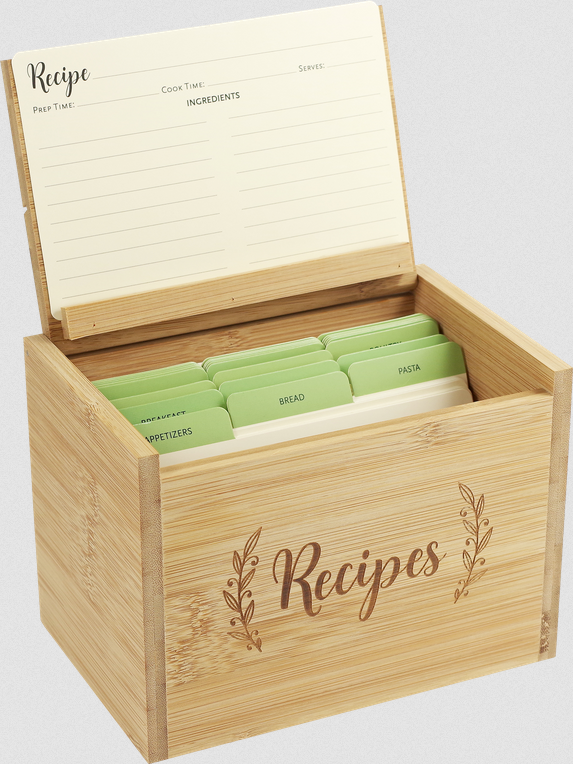 Wood Recipe Box 75pc Set
