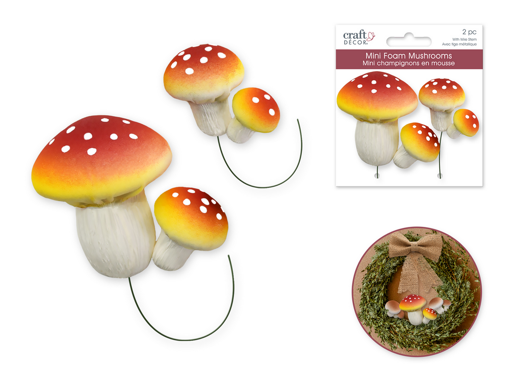 Foam Mushrooms 2pk Red