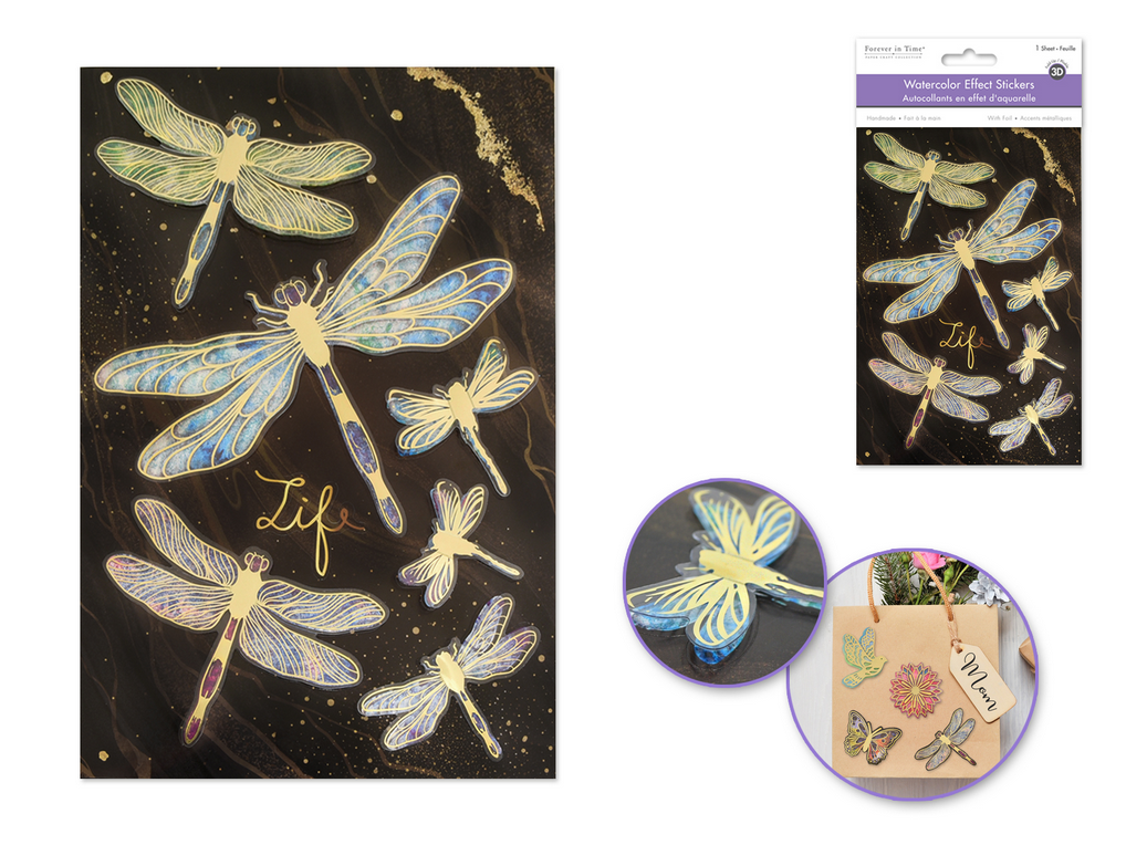 Stickers 3D Foil Dragonflies