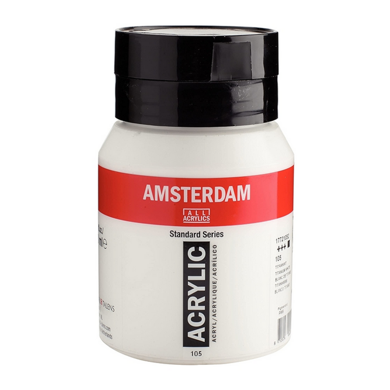 Amsterdam Standard Series acrylic paint – Titanium White 105, 500 ml