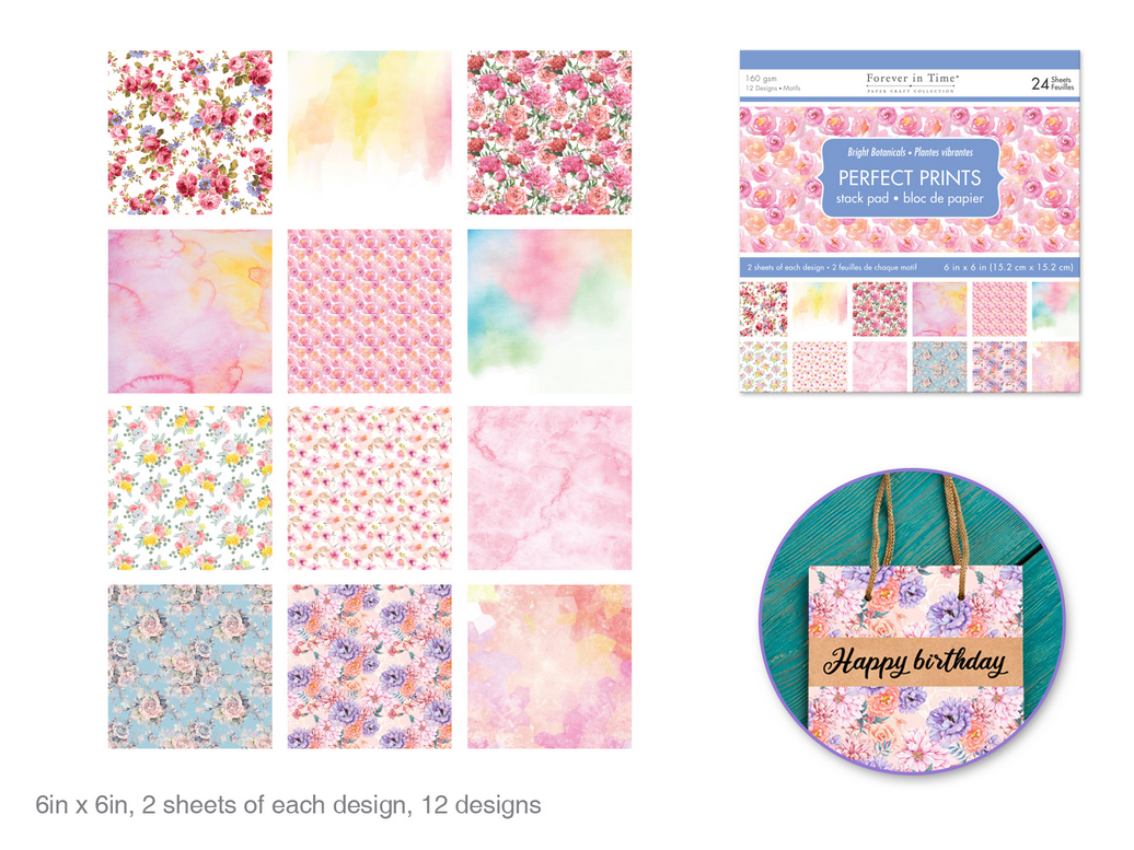 Paper Pad 6"x6" Prints 24pk Bright Botanicals