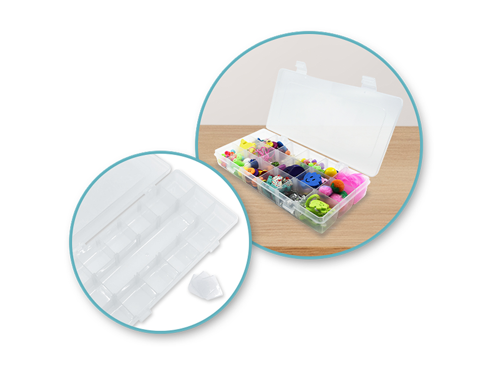 Box 18 Compartment Adjustable 9"x5' Clear