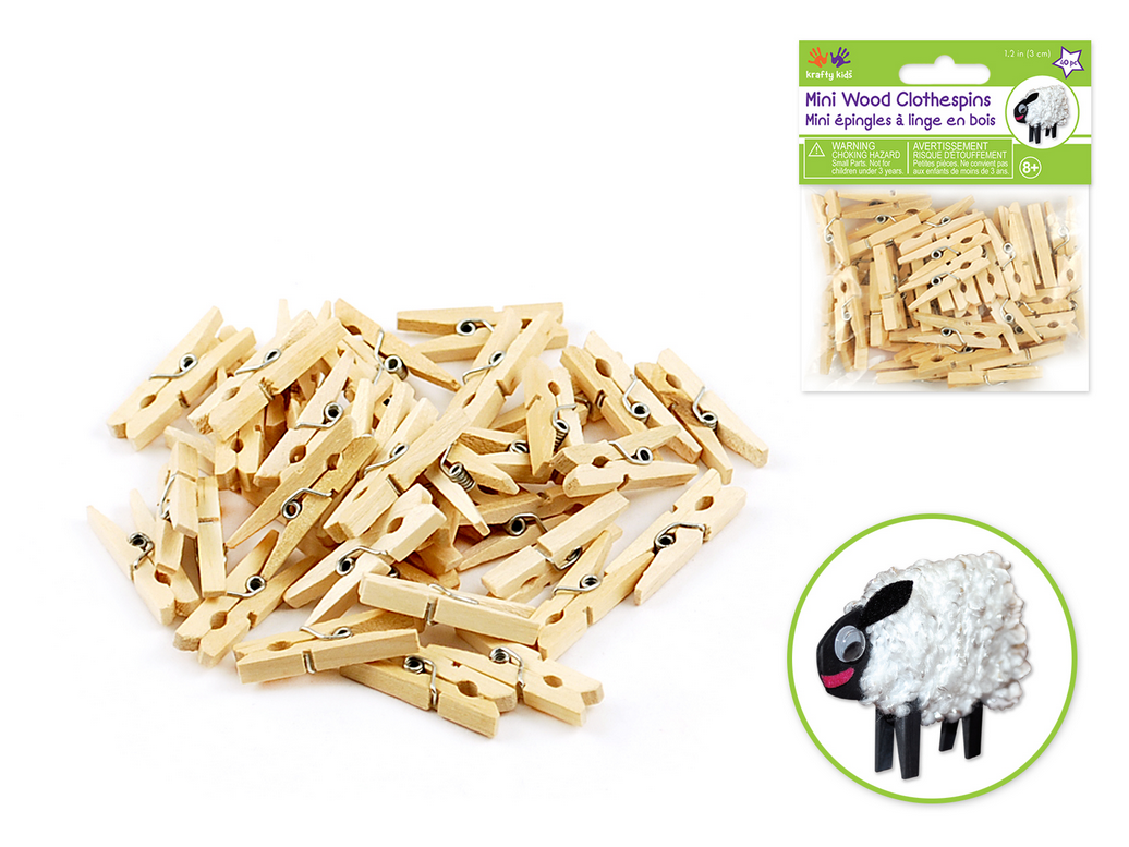 Wood Clothespins 3cm 40pk