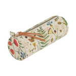 Bruno Visconti Tubular Canvas Pencil Case, Greens & Flowers, 6 x 3 in