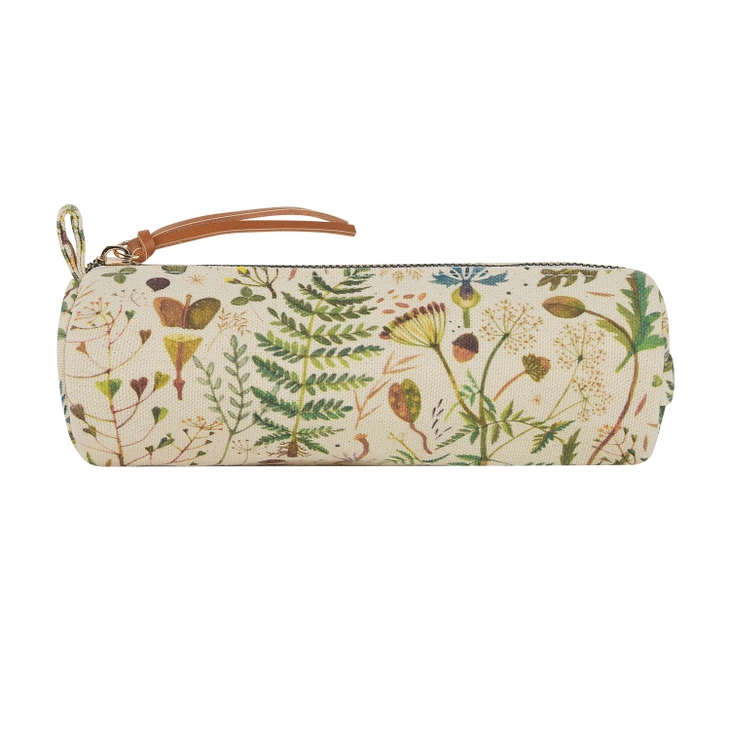 Pencil Pouch Round - Greens & Flowers