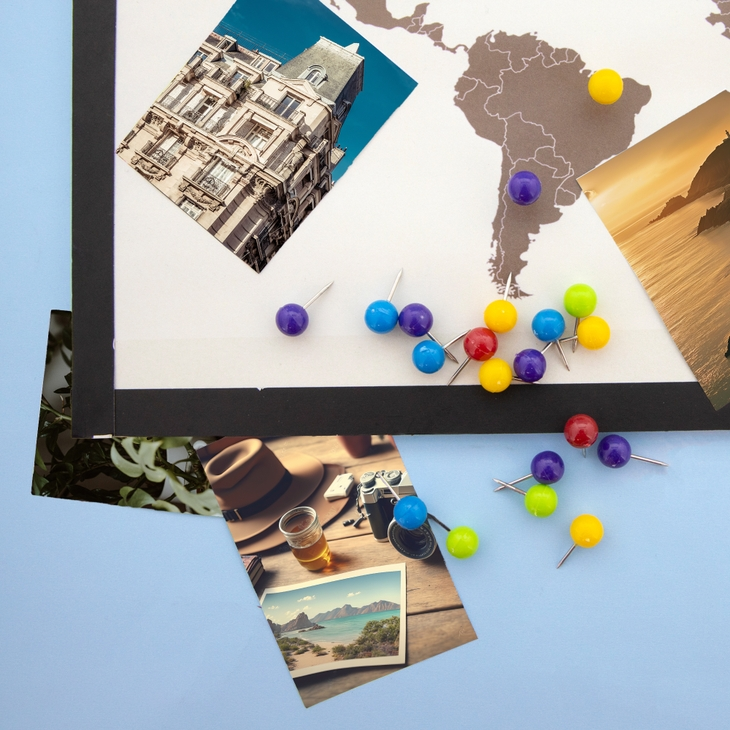 Bazic Map Push Pins – Assorted Colours, 80-Pack