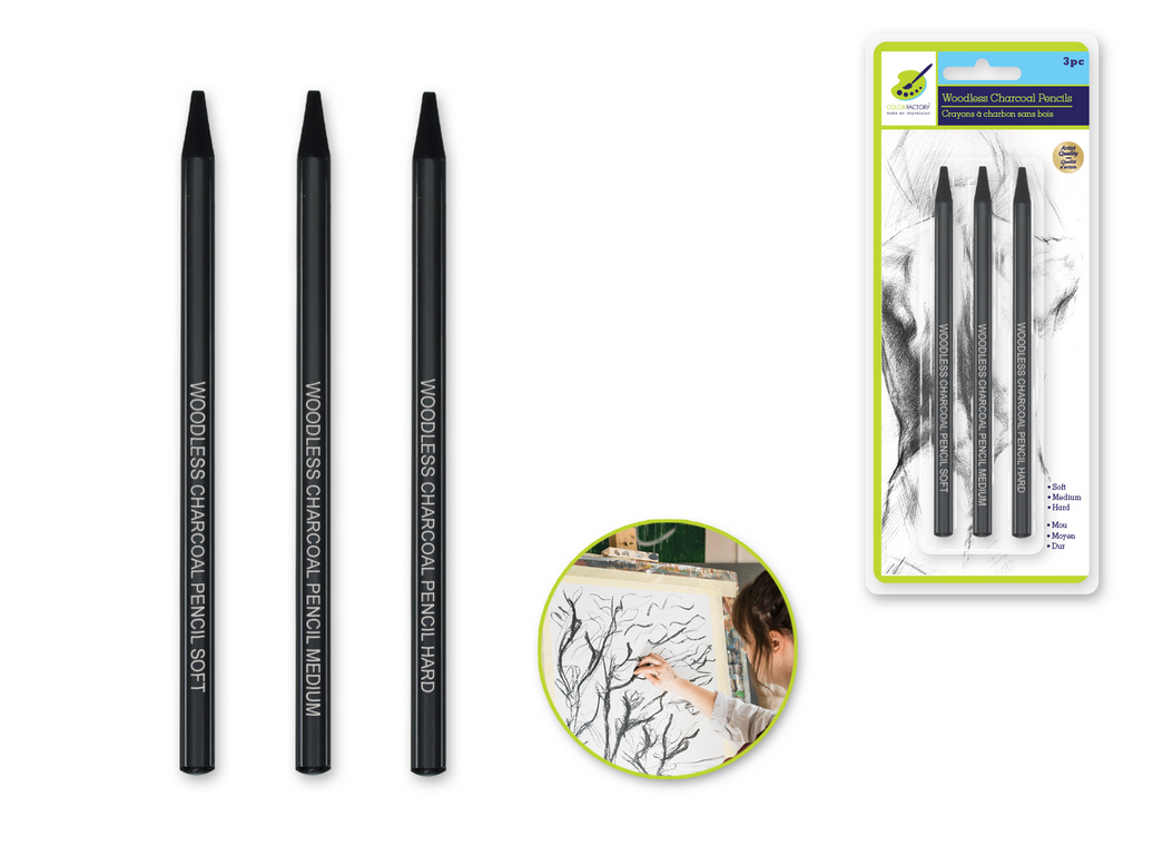 Charcoal Woodless Pencil 3 Set