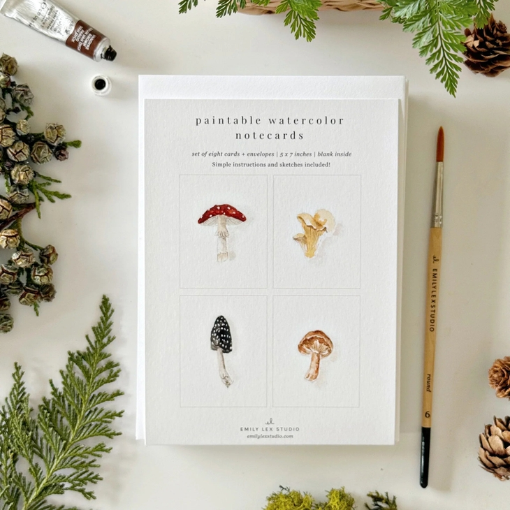 Watercolour Paintable Notecards by Emily Lex Studio