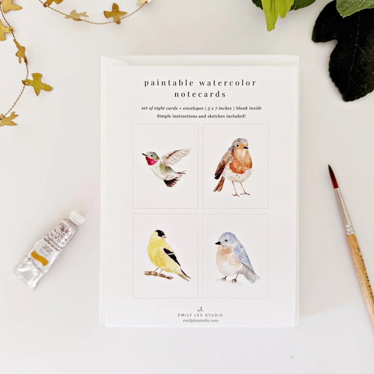 Watercolour Paintable Notecards by Emily Lex Studio