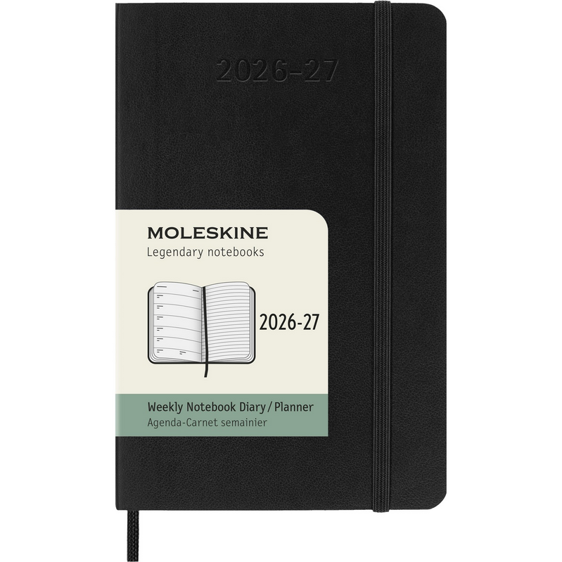 Moleskine 18-Month Weekly Planner 2026–2027, Pocket, black soft cover