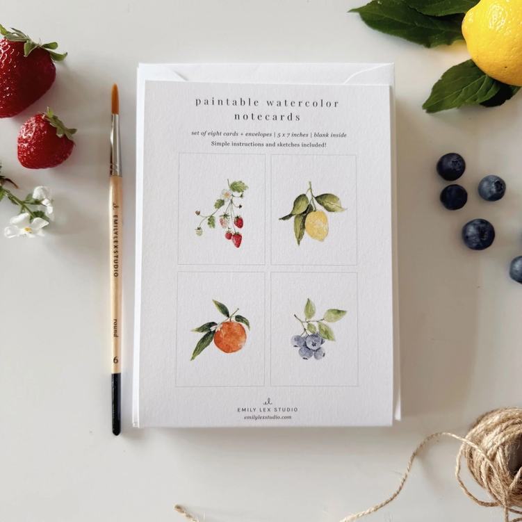 Watercolour Paintable Notecards by Emily Lex Studio