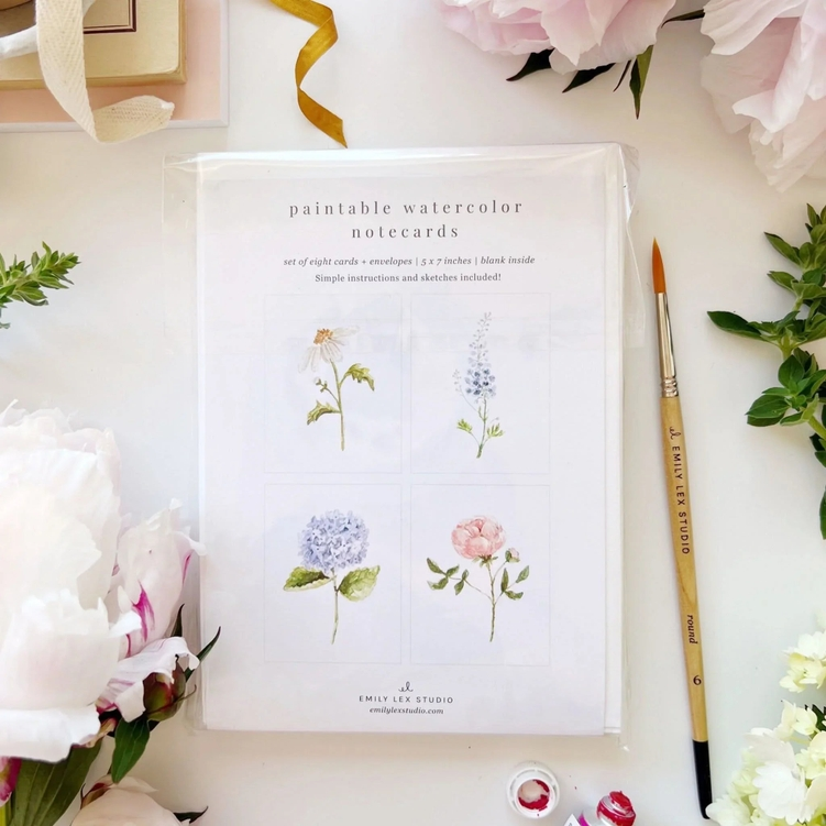 Watercolour Paintable Notecards by Emily Lex Studio