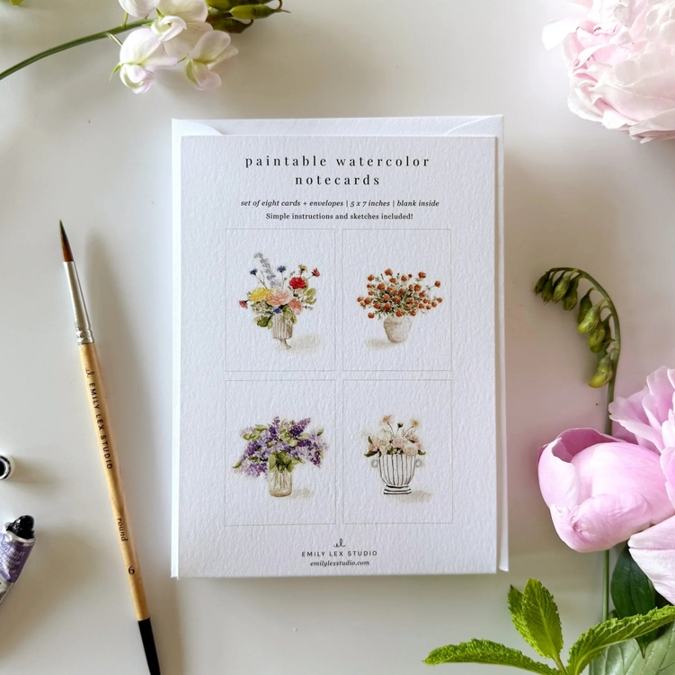 Watercolour Paintable Notecards by Emily Lex Studio