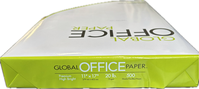 Global Office Paper 11 x 17 ledger size 500 sheets/ream OP20FSC