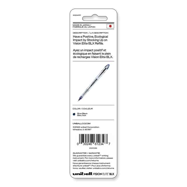 Uniball Pen Refill Vision Elite Blue/Black 2/pk