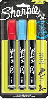 Sharpie Chalk Marker Wet Erase - 3 colour