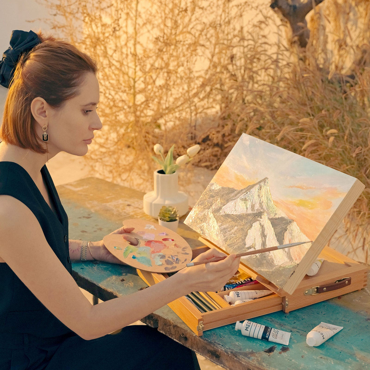Meeden Sketchbox Desk Easel with 1 Drawer — Beechwood