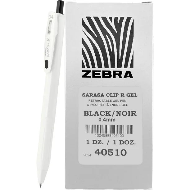 Sarasa R. Retractable Clip Gel Pen - 4mm Black - Single