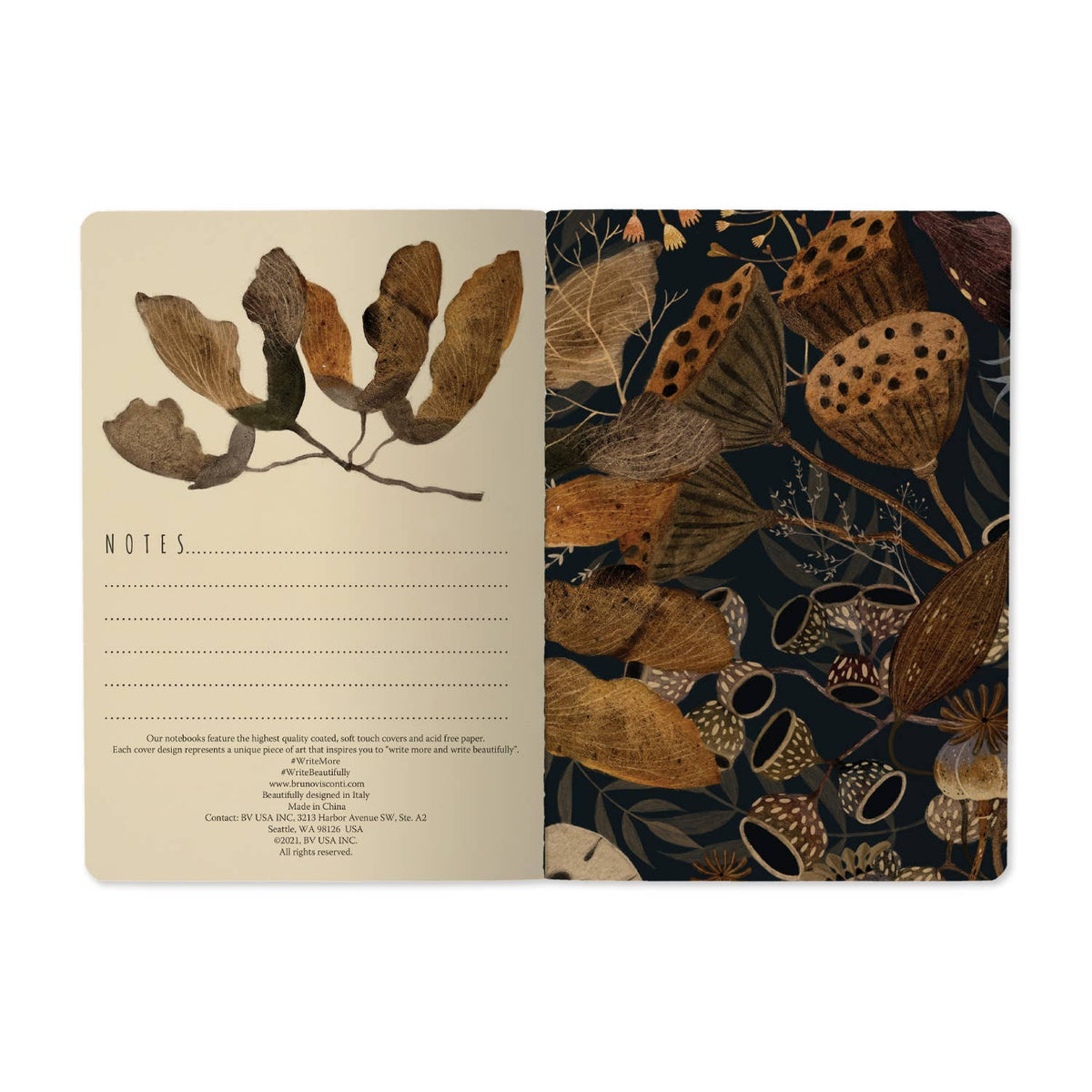 Bruno Visconti Lush Leaves lined notebook, view 3