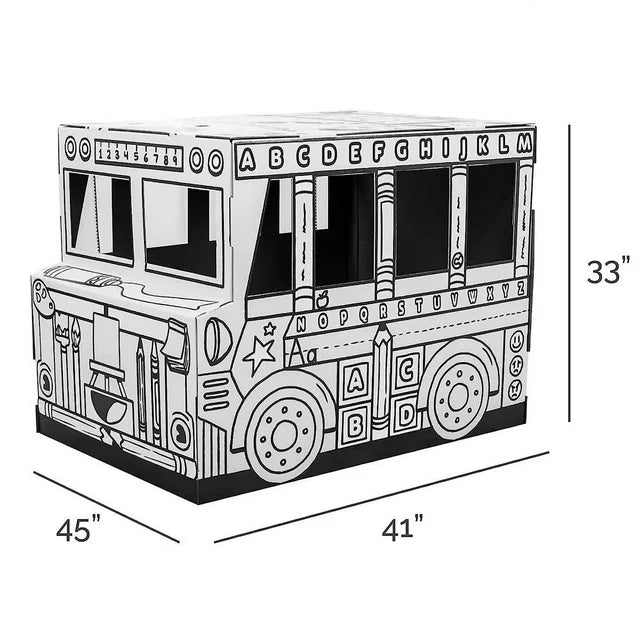 Maisonnette/Bus scolaire en carton à colorier