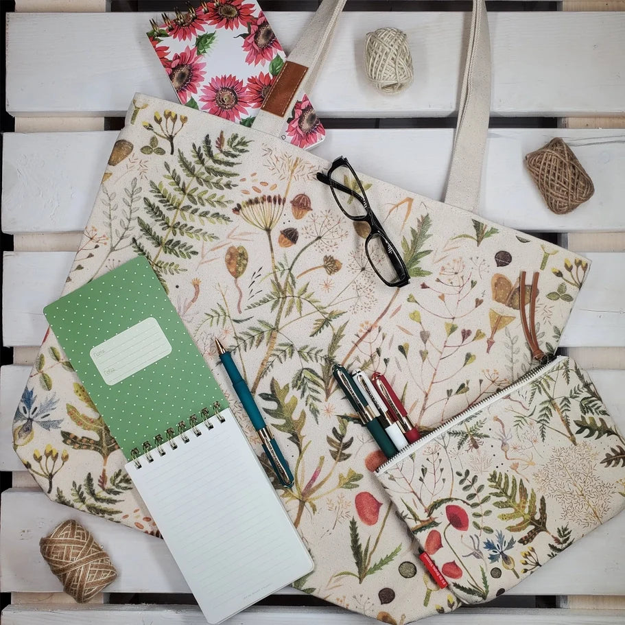 Bruno Visconti canvas pencil pouch, Greens & Flowers, image 3