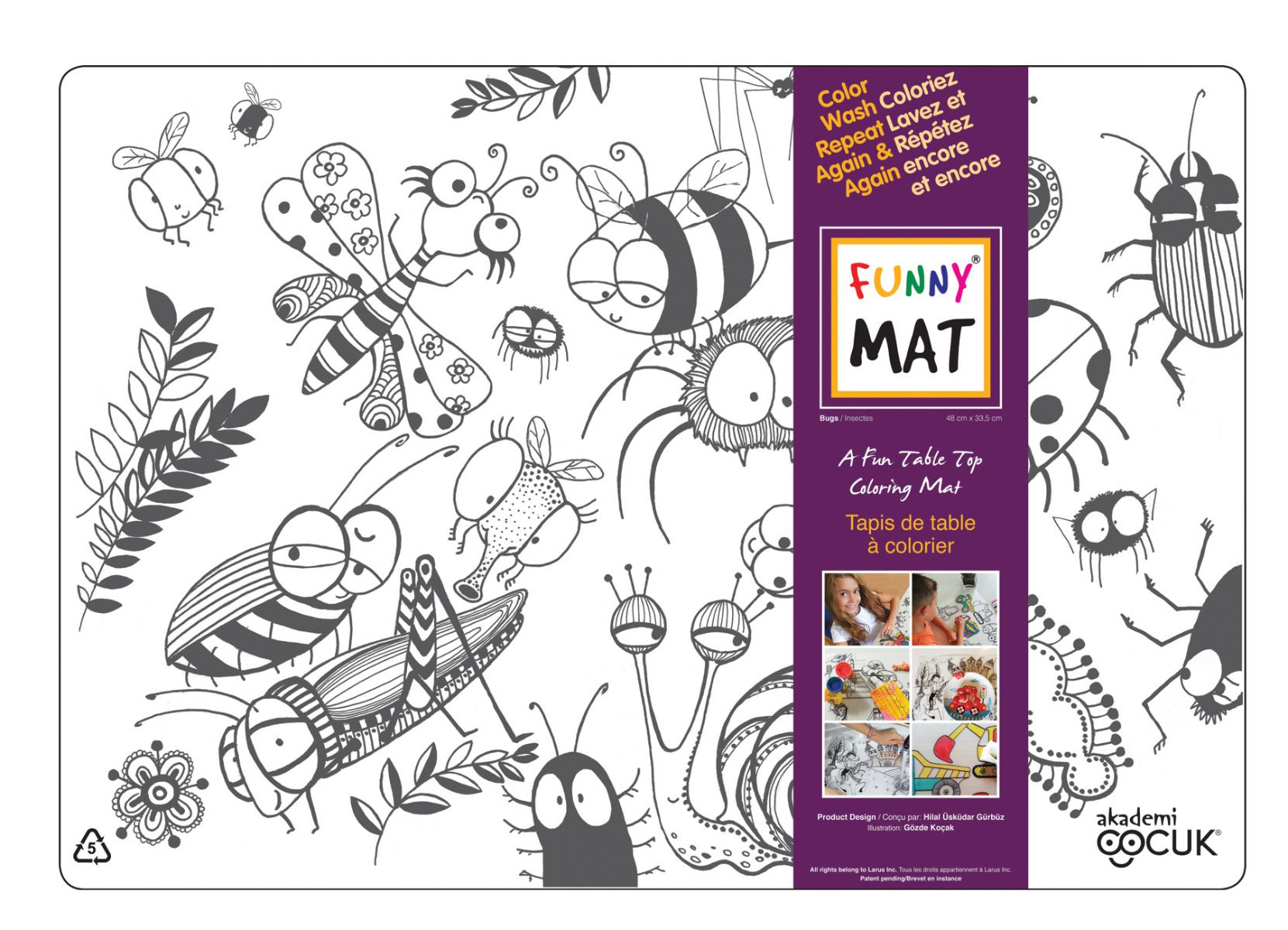 Funny Mat Reusable Colouring Placemat, 13" x 19" – Choose Your Design