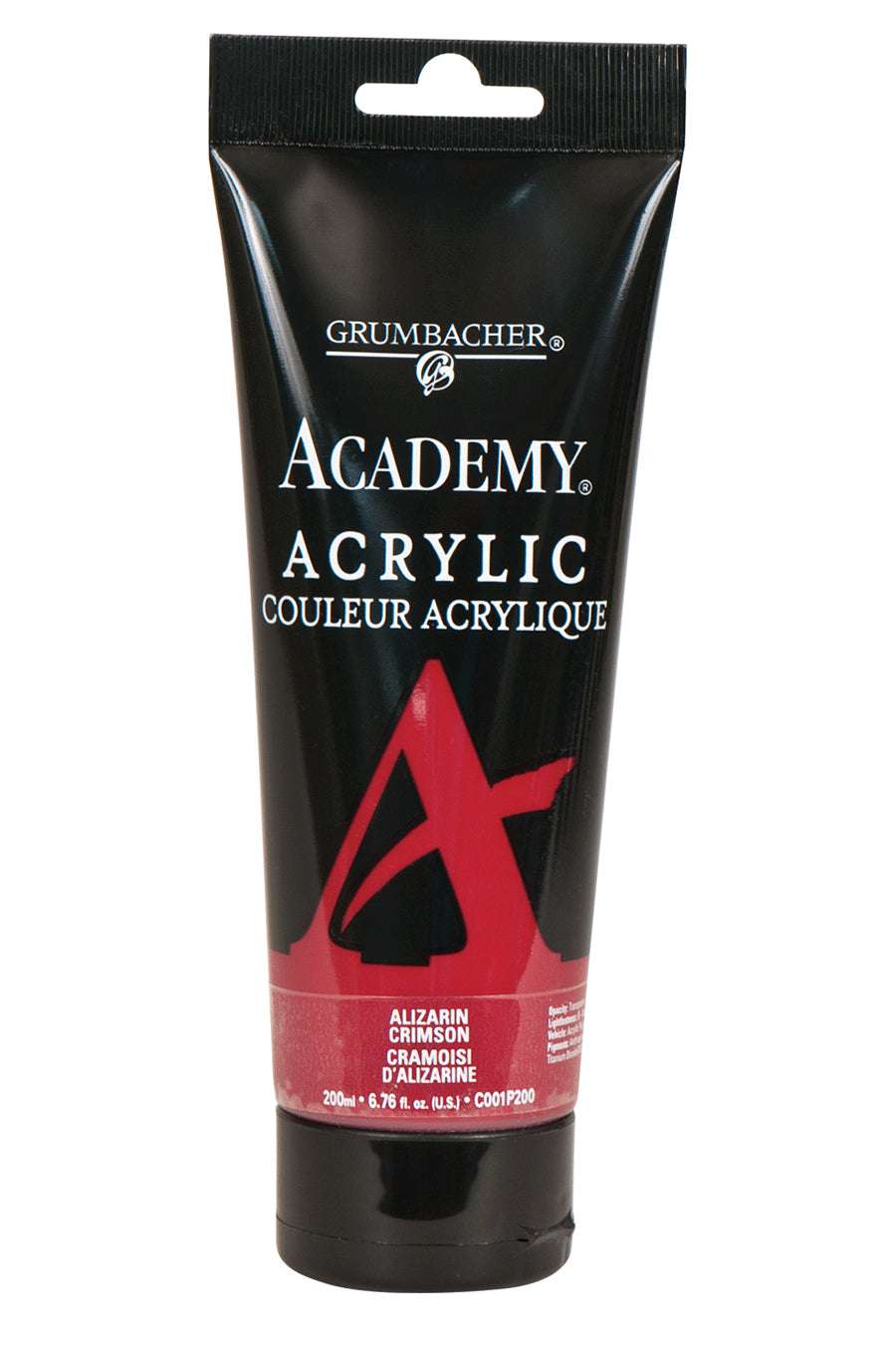 Grumbacher Academy Acrylic paint, Alizarin Crimson, 200 ml tube