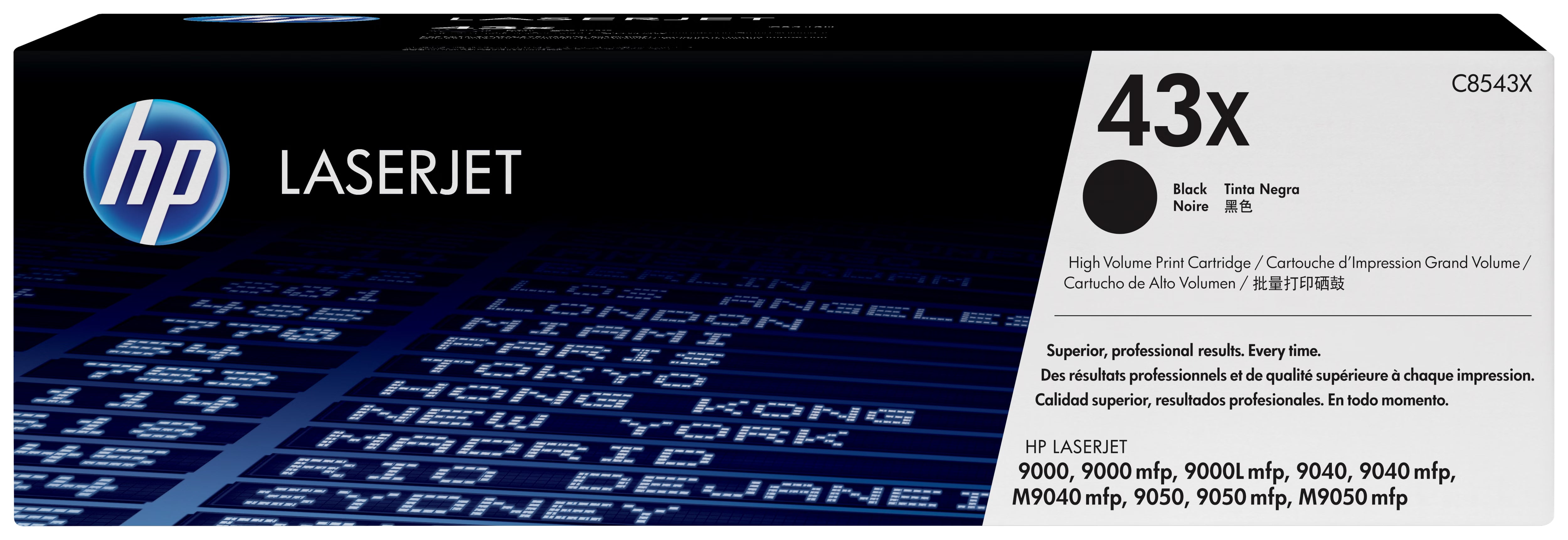Cartouche de toner laser d'origine HP 43X (C8543X) - Pack individuel - Noir - 1 unité