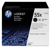 HP 55X (CE255XD) Cartouche de toner LaserJet authentique – Noir, pack double (2 x 12 500 pages)