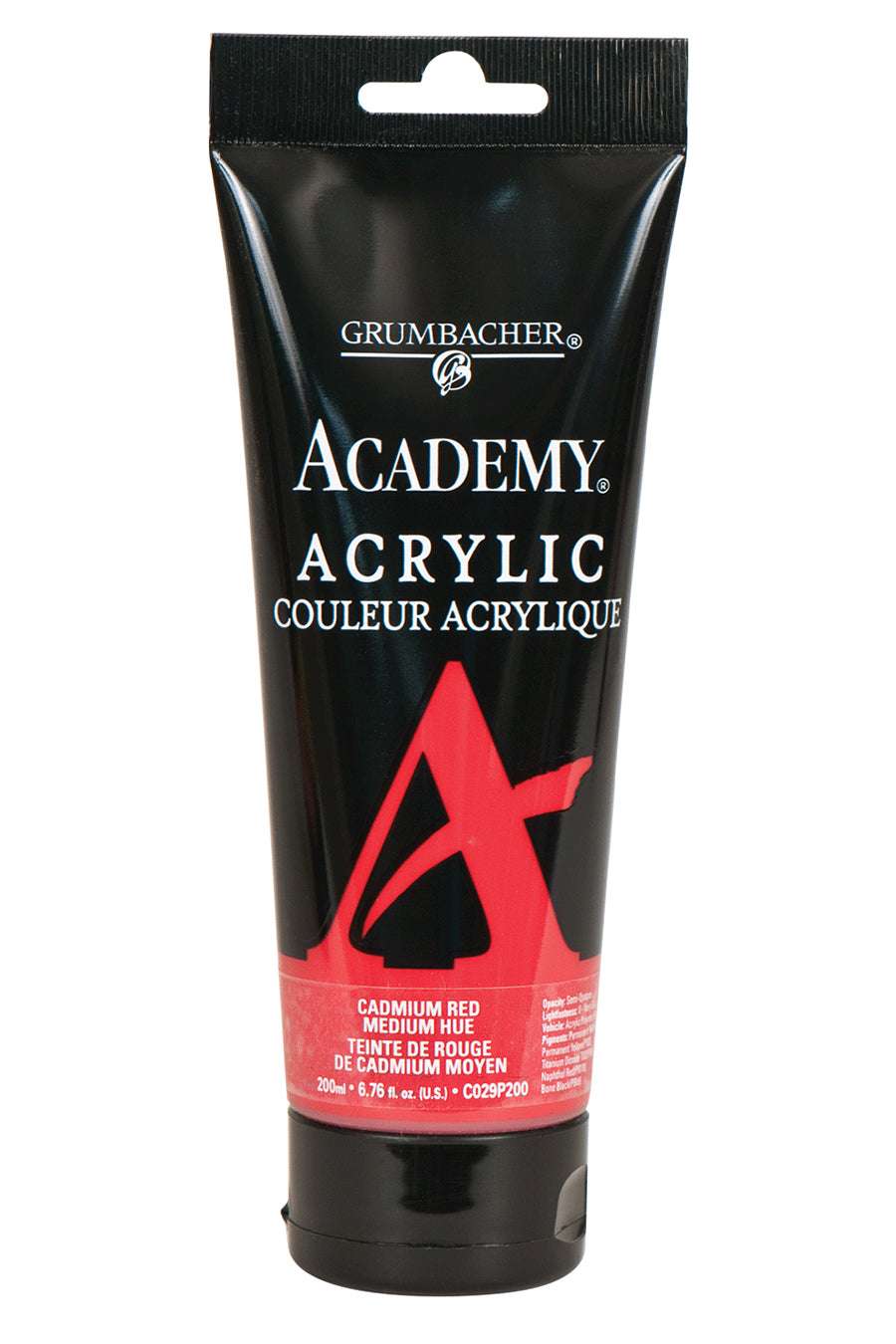 Grumbacher Academy Acrylic paint, Cadmium Red Medium Hue, 200 ml tube