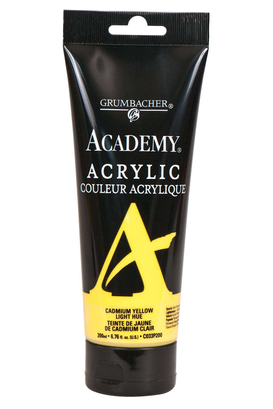 Grumbacher Academy Acrylic paint, Cadmium Yellow Light Hue, 200 ml tube