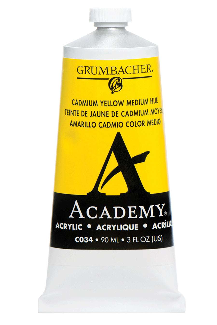 Grumbacher Academy Acrylic paint, Cadmium Yellow Medium Hue, 90 ml tube