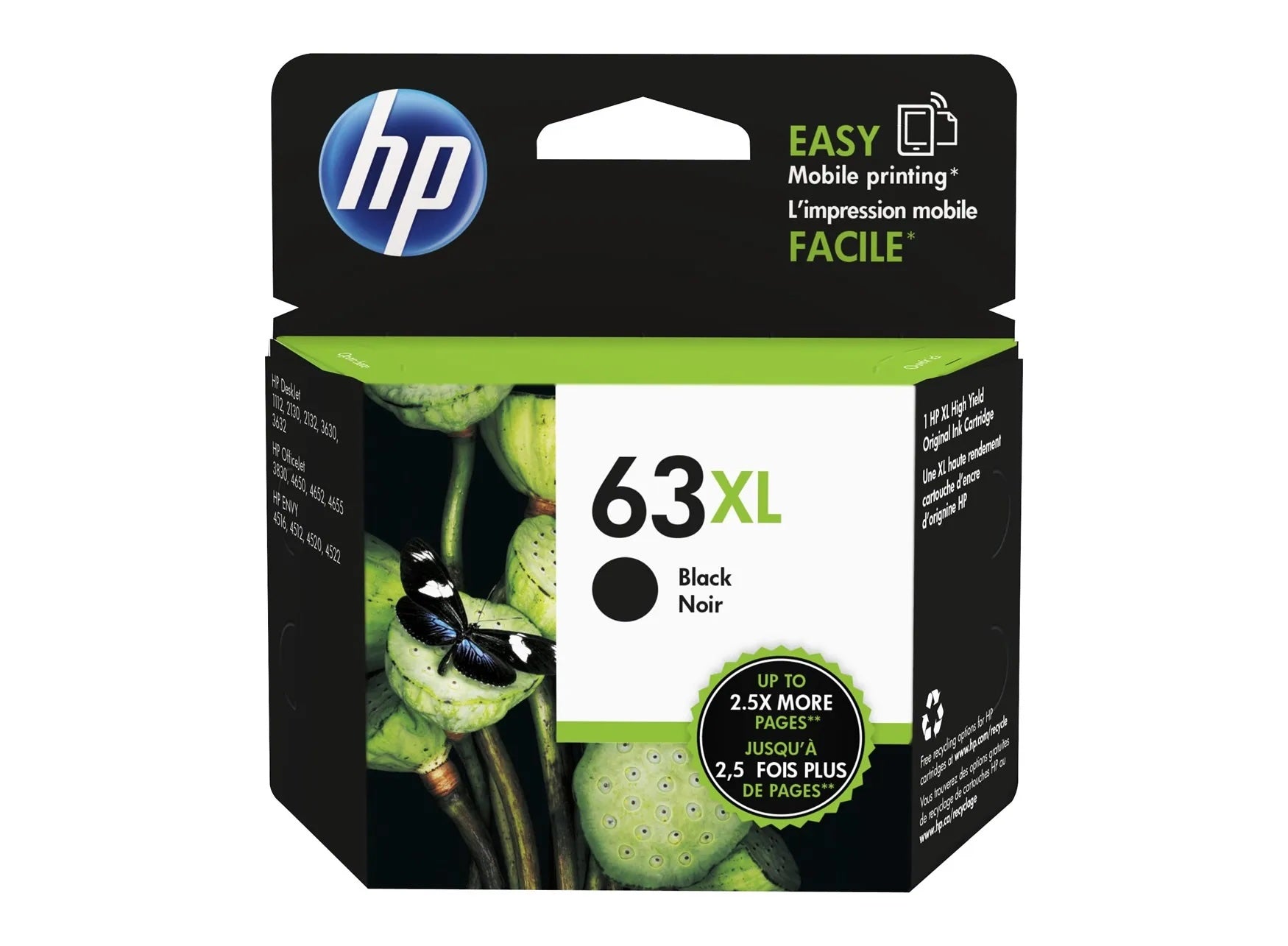 HP 63XL Black Inkjet Cartridge F6U64AN140