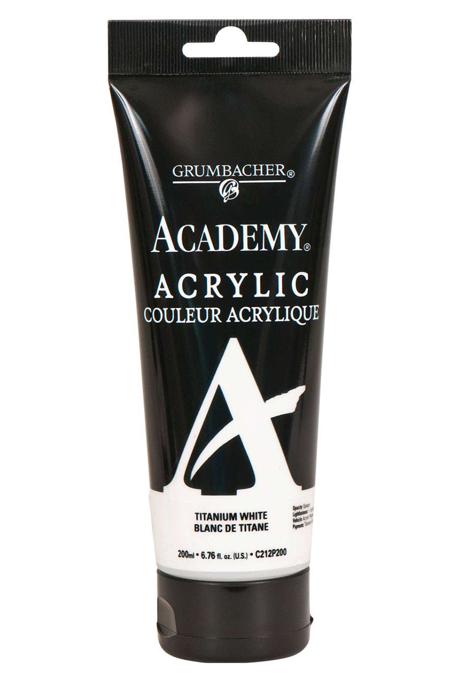 Grumbacher Academy Acrylic paint, Titanium White, 200 ml tube