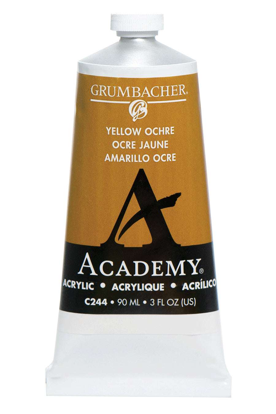 Grumbacher Academy Acrylic paint, Yellow Ochre Hue, 90 ml tube