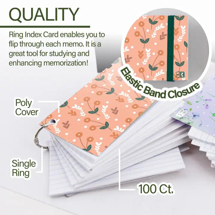 Index Cards 3 x 5 Ruled with Fashion Poly Cover