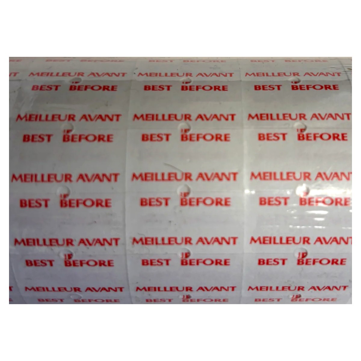 Close-up of bilingual Best Before / Meilleur Avant labels