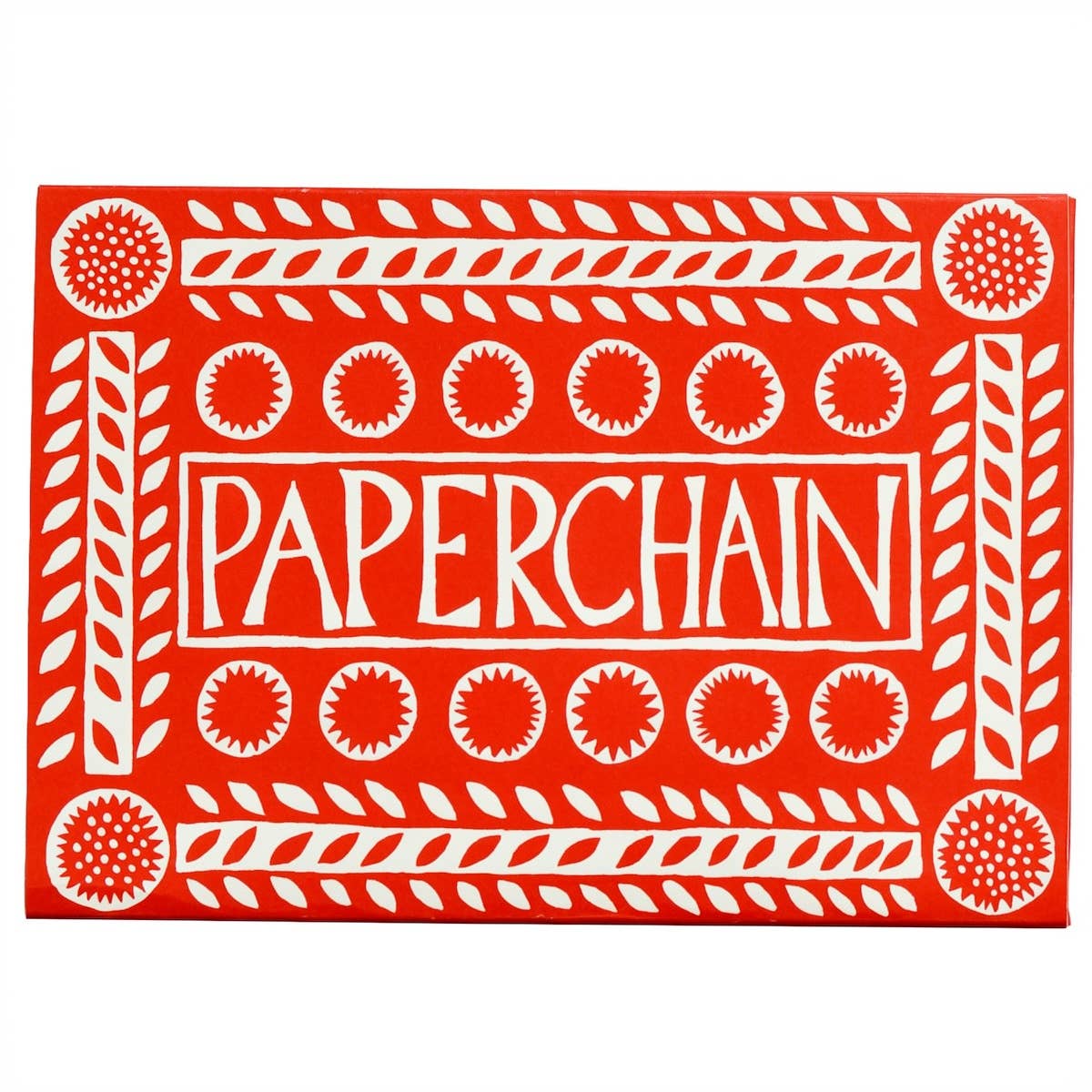 Cambridge Imprint Paperchain kit wallet in red and cream with leaf and circular patterns