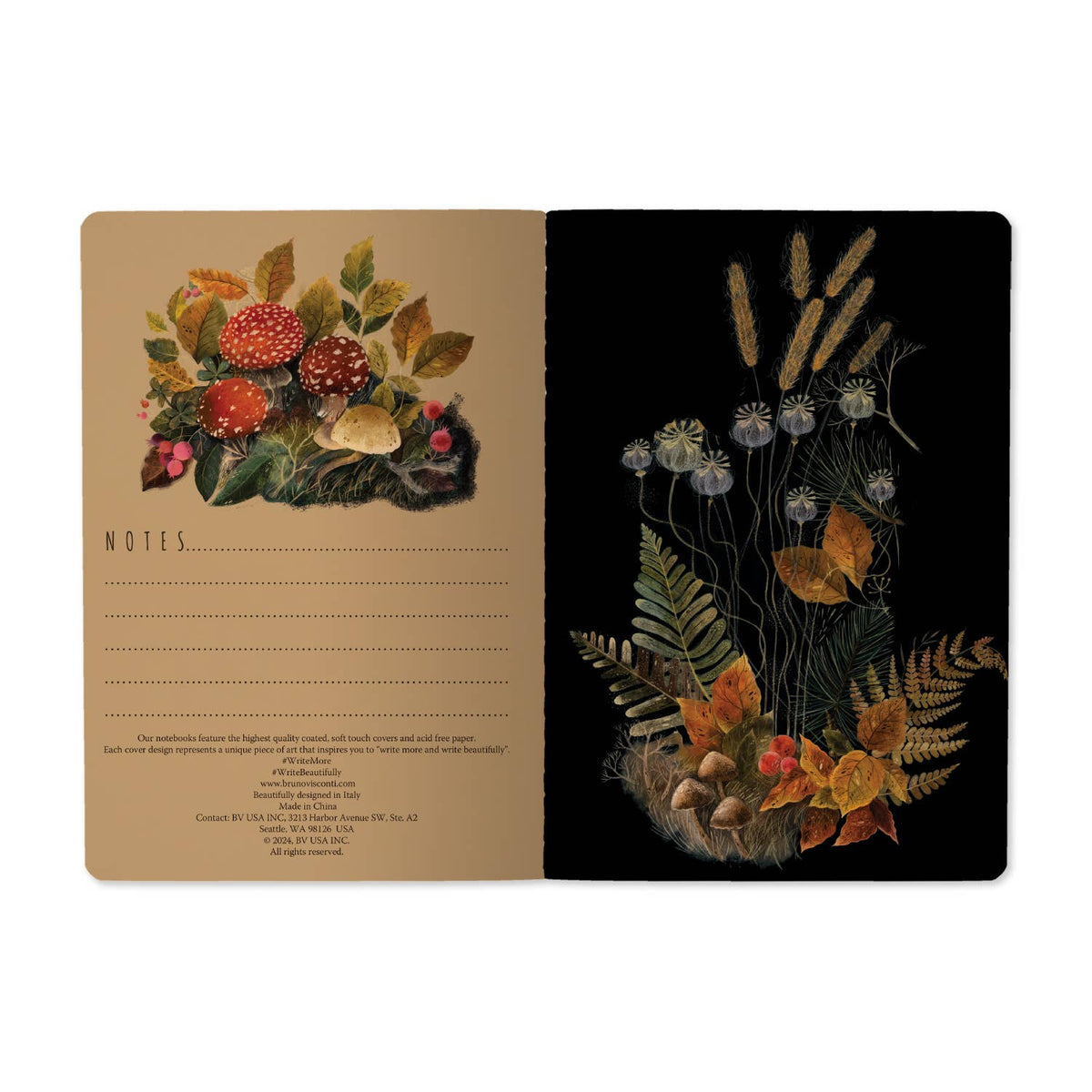 Bruno Visconti Forest Mushrooms lined notebook, view 3