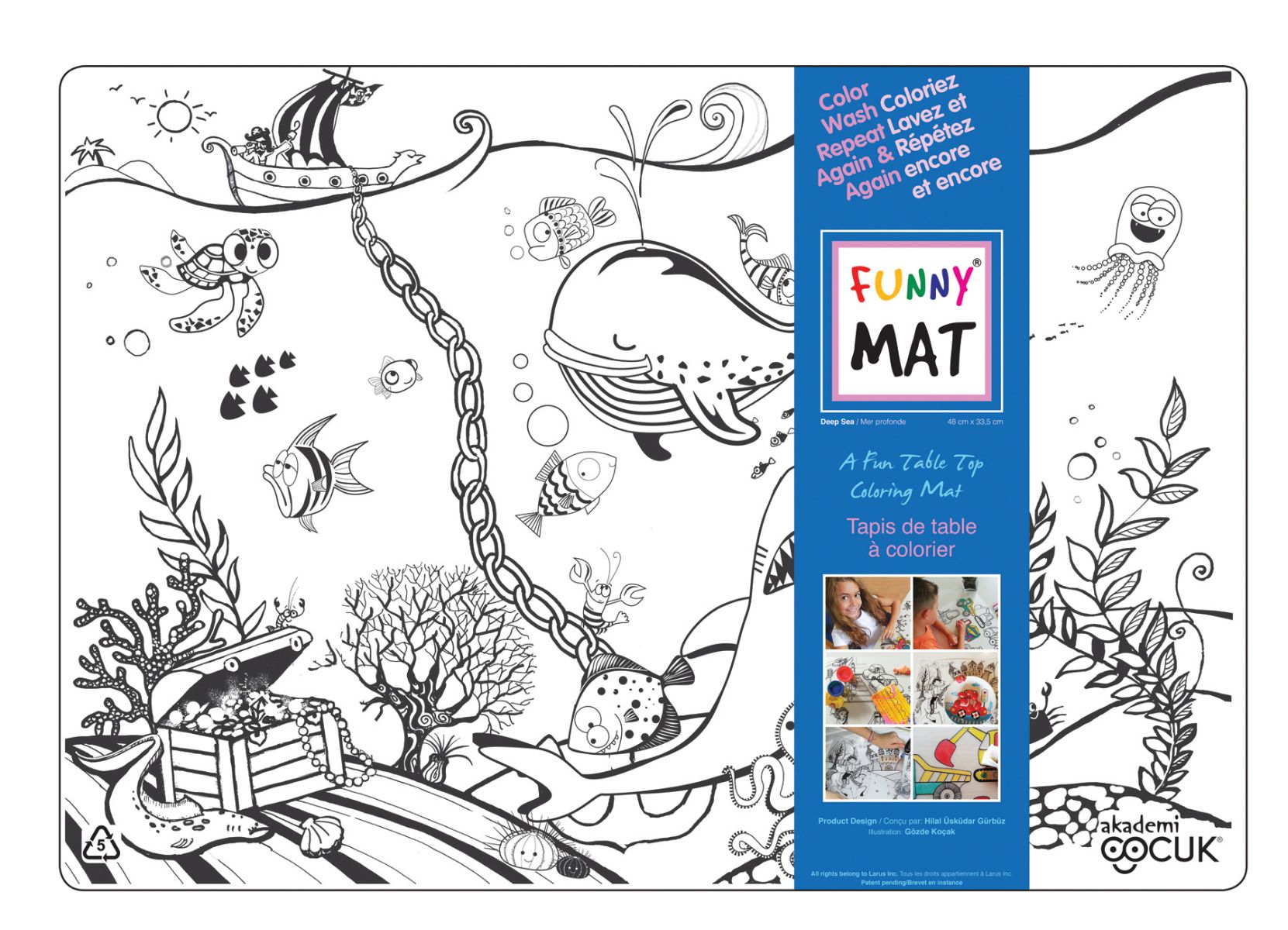 Funny Mat Reusable Colouring Placemat, 13" x 19" – Choose Your Design
