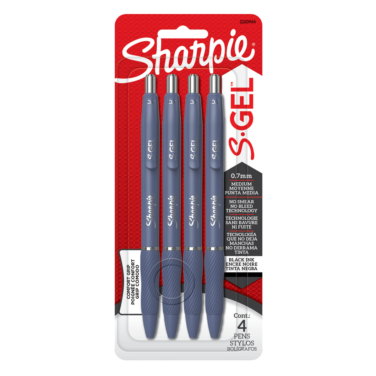 Sharpie S-Gel gel pens 4-pack, Moonlit Midnight barrel, black ink, 0.7 mm